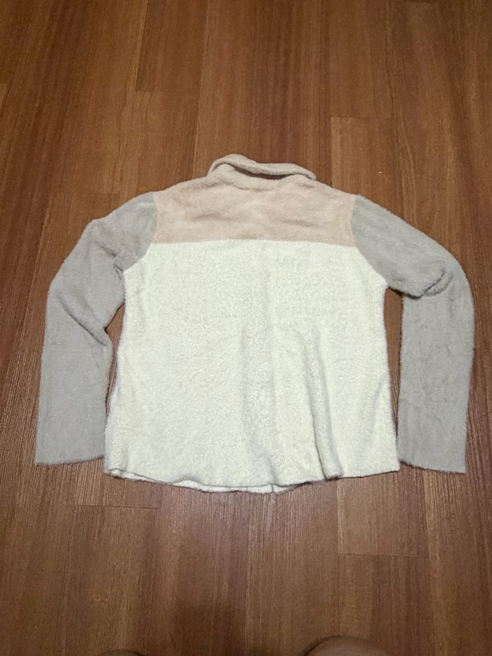 Mystree Colorblock Teddy Jacket in Cream, Light Gray & Blush - Picture 2 of 3
